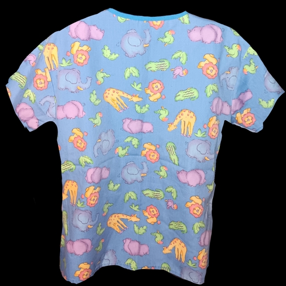 Animals print Scrub Top by Cassandra O - Picture 2 of 4